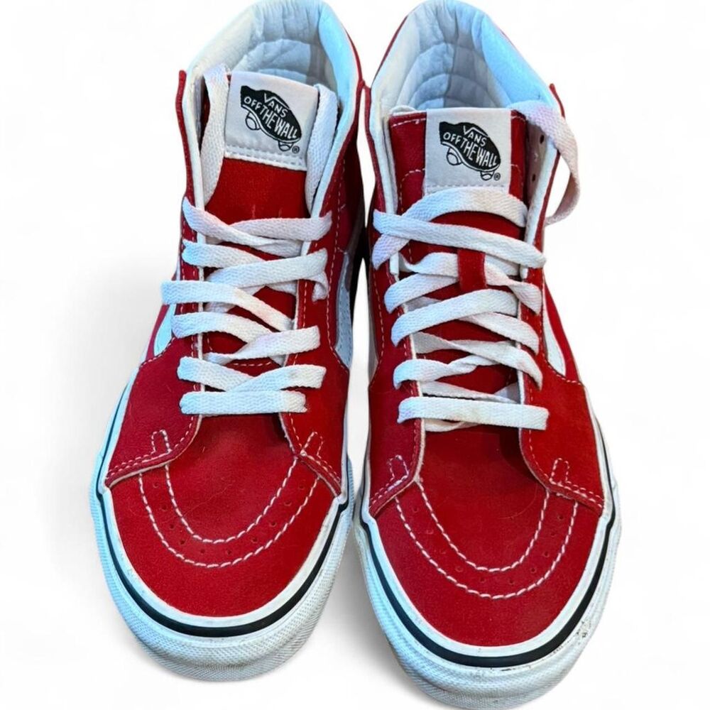 Vans Sk8-Hi Red Suede High Top Sneakers. Classic Skate Shoe. Unisex. Men size 5